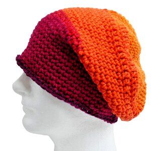 Multicolor Slouch Hat Baggy Beanie Cap Unisex Handmade Crochet Knit Stripe NWT